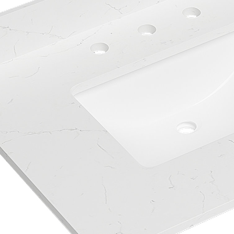 Deluxe Living 31'' Quartz Vanity Top with Sink and Faucet Holes